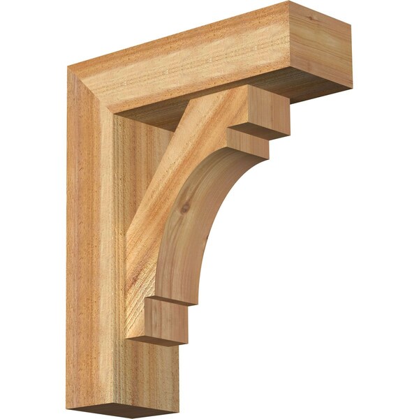 Ekena Millwork Merced Block Rough Sawn Bracket w/ Offset Brace, Western Red Cedar, 6"W x 18"D x 22"H BKT0604X18X22MRC05RWR - main